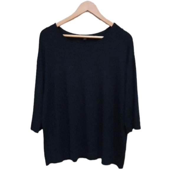 J. Jill Women's Size Large Wearever 3/4 Sleeve Jersey Knit Pullover Top in Black - Picture 2 of 5